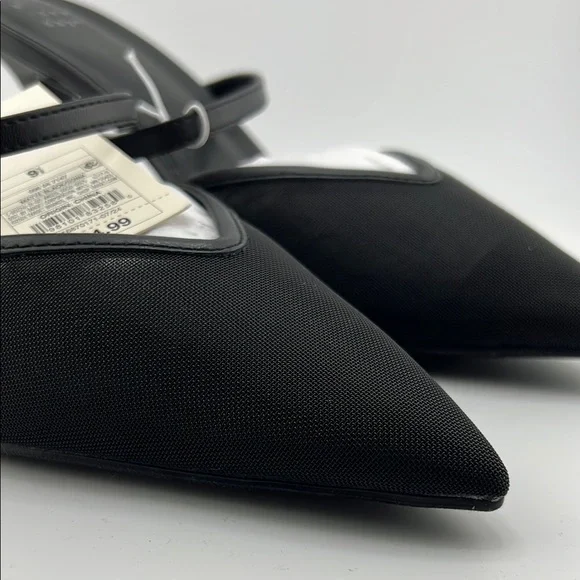A New Day Black Mesh Pointed-Toe Heels with Ankle Strap - Picture 2 of 3